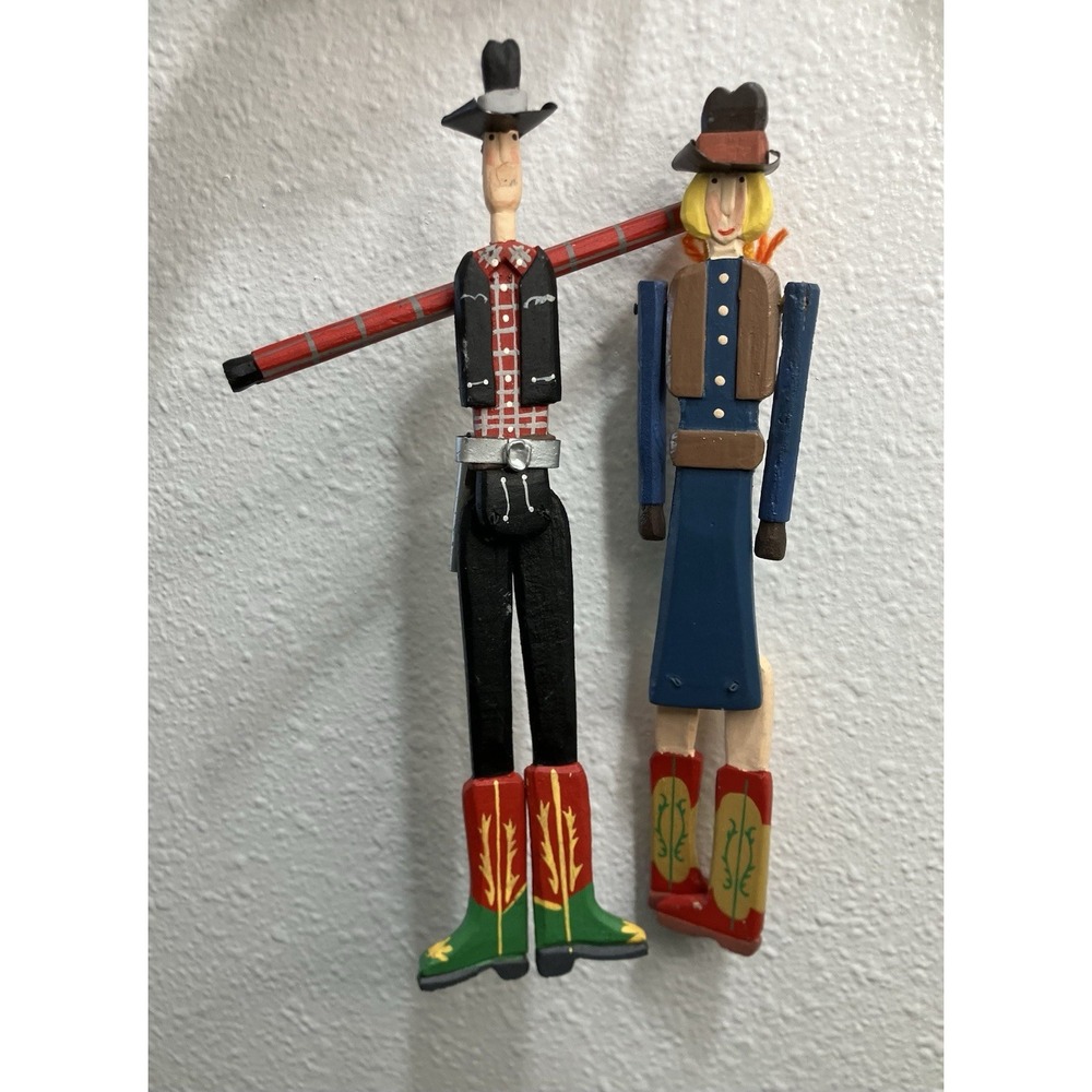VTG 1994 Depart‎ 56 Cowboy Cowgirl Articulated Ornaments Hanging Western Rodeo